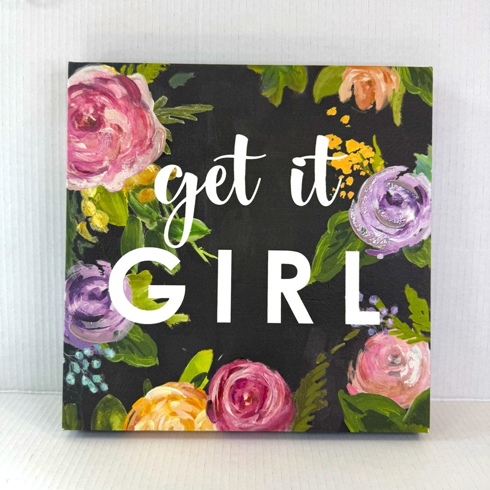 Floral Canvas Art with Motivational Quote